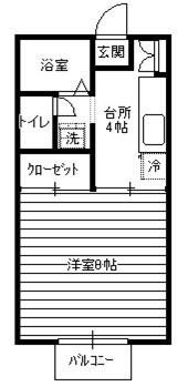 グランデュールシオン(1K/2階)の間取り写真