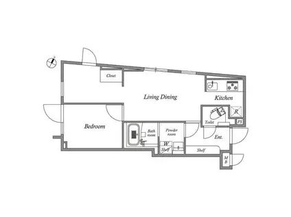 グランパセオ碑文谷(1SLDK/4階)の間取り写真