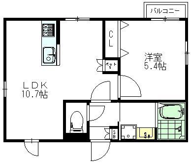 PARK WAY(1LDK/1階)の間取り写真