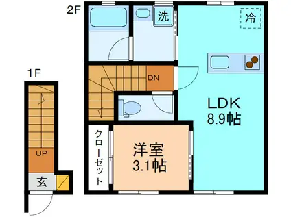 SERRA(1LDK/2階)の間取り写真