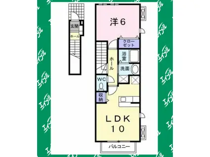 エレガンス柿畑 I(1LDK/2階)の間取り写真