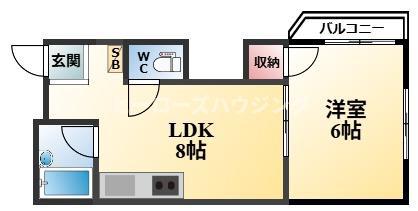 キャロル豊中本町II(1LDK/1階)の間取り写真