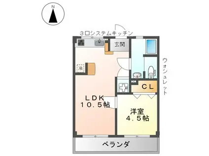 第一秋善ビル(1LDK/2階)の間取り写真