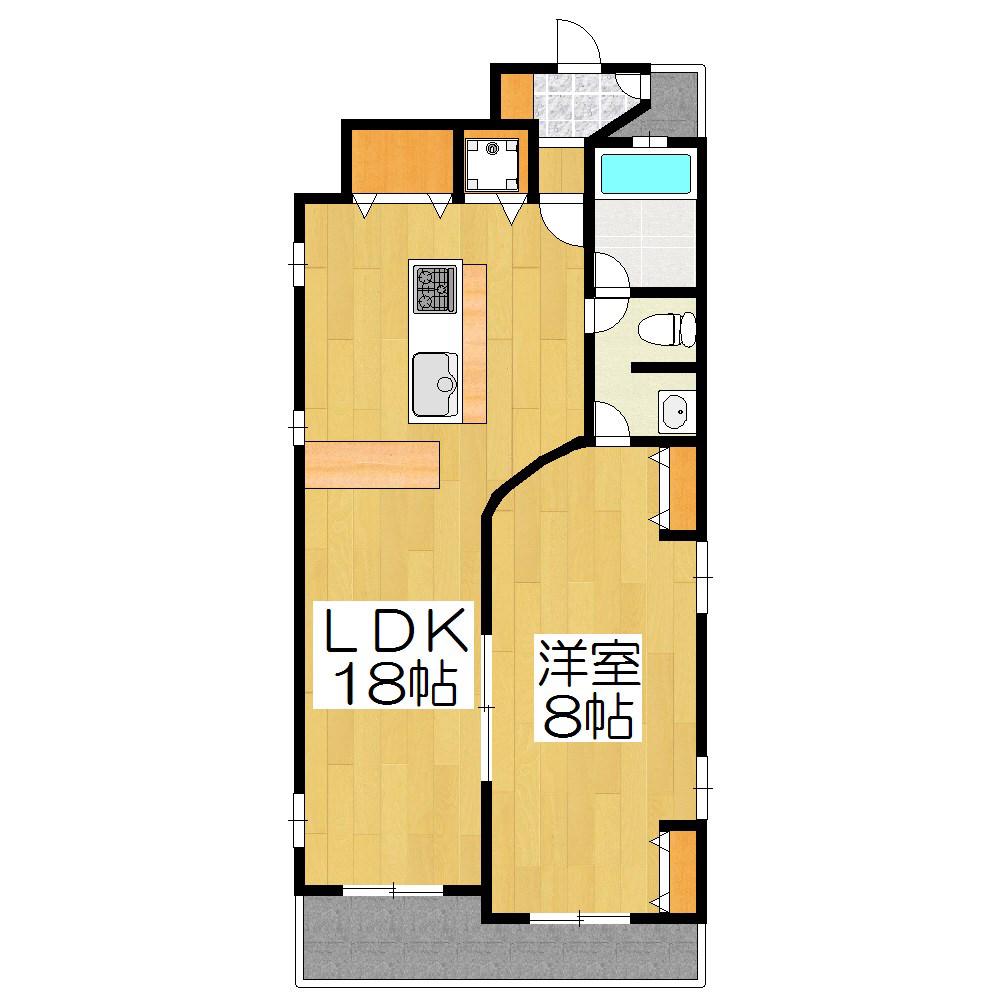 ラサール御所南(1LDK/3階)の間取り写真