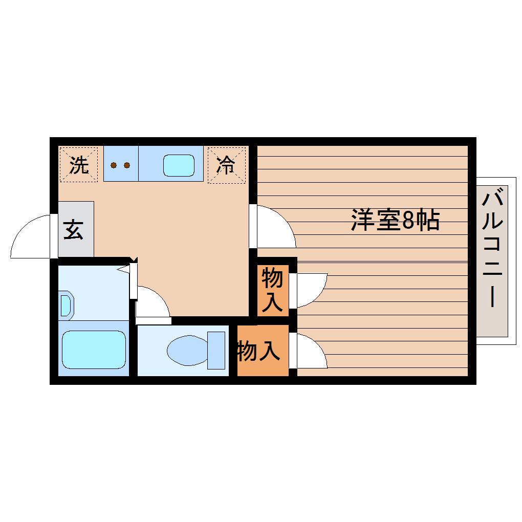 仙台市地下鉄南北線 台原駅 徒歩7分 2階建 築32年(1K/1階)の間取り写真