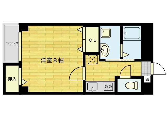 パークサイド(1K/1階)の間取り写真