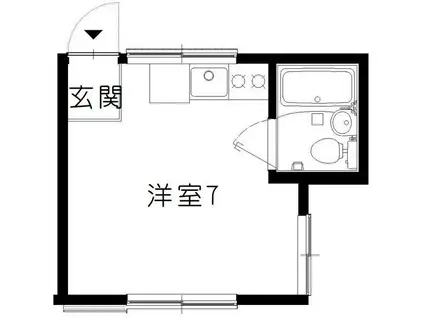 シャネルハイツ(ワンルーム/2階)の間取り写真