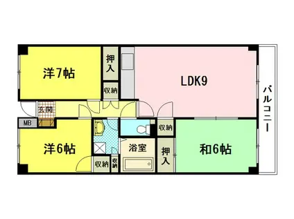 サンライフ松谷(3LDK/4階)の間取り写真