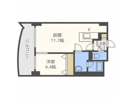 ビッグパレス中島公園(1LDK/4階)の間取り写真