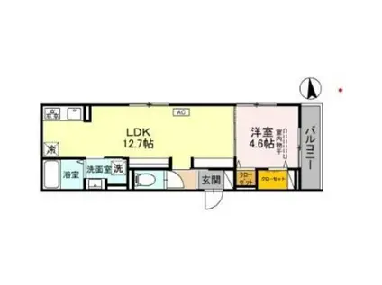 アパートメントYII(1LDK/2階)の間取り写真