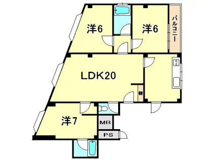 第3スカイマンション(3LDK/2階)の間取り写真