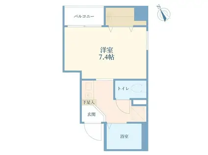 アスティオン上目黒(ワンルーム/2階)の間取り写真