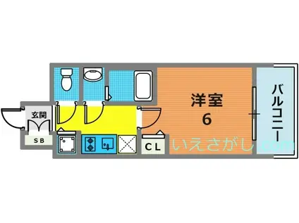 プレサンス三宮エレガンシア(1K/8階)の間取り写真