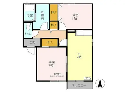 フラワーレジデンス森田六番館(2DK/2階)の間取り写真