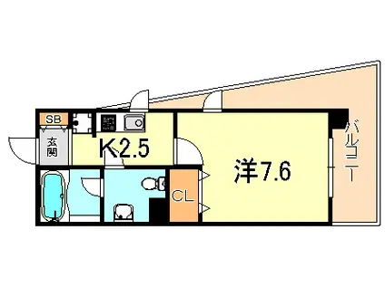インベスト神戸AIRFRONT(1K/7階)の間取り写真
