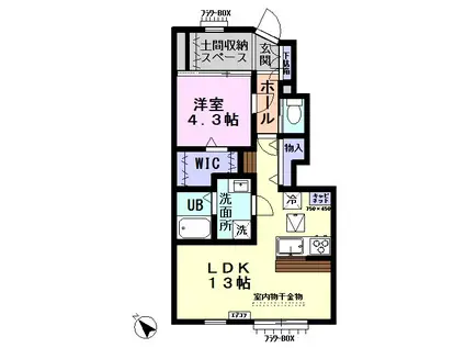 ORANGE B棟(1LDK/1階)の間取り写真