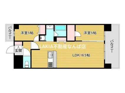 スプランディッド難波ウエストIII(2LDK/12階)の間取り写真