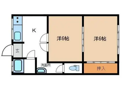 高萩アパート(2DK/2階)の間取り写真