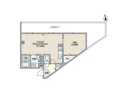 エルファーロ笹塚III(1LDK/4階)の間取り写真
