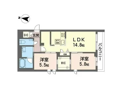 フレシア練馬桜台(2LDK/1階)の間取り写真