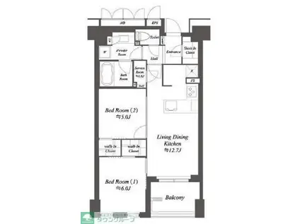 プライマル練馬豊島園(2LDK/2階)の間取り写真