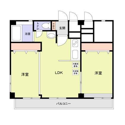 広尾ハイツ(2LDK/7階)の間取り写真