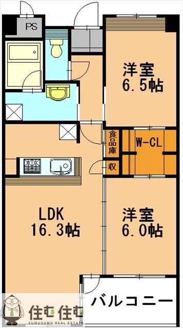ボヌール(2LDK/1階)の間取り写真