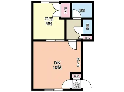 エステートハイネス(1LDK/1階)の間取り写真
