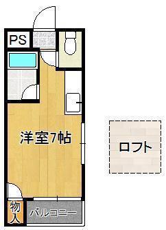 リバーサイドハウス(ワンルーム/2階)の間取り写真