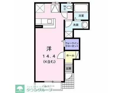 リバーストーンII(ワンルーム/1階)の間取り写真