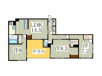 GRANDY VILLA OHTAKANOMORI II(3LDK/1階)の間取り写真
