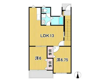 ハーモニーヒルズI(2LDK/2階)の間取り写真