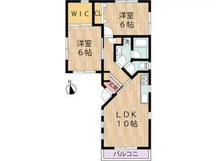 渡田3丁目アパート(2LDK/2階)の間取り写真