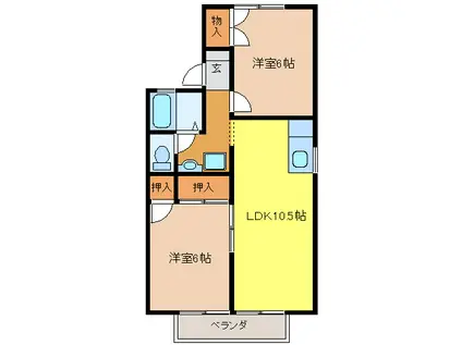 ノウスグランディア(2LDK/2階)の間取り写真