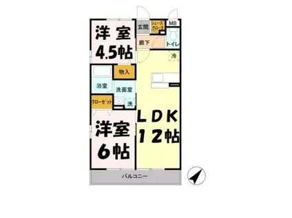 キャッソル嵯峨(2LDK/3階)の間取り写真