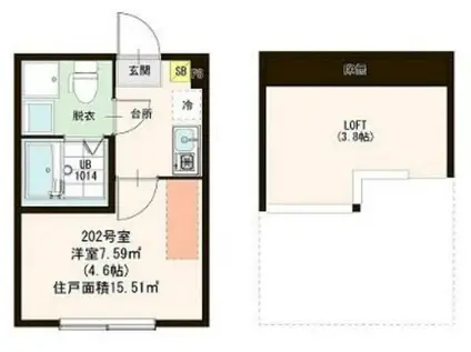 GOLD板橋(ワンルーム/2階)の間取り写真