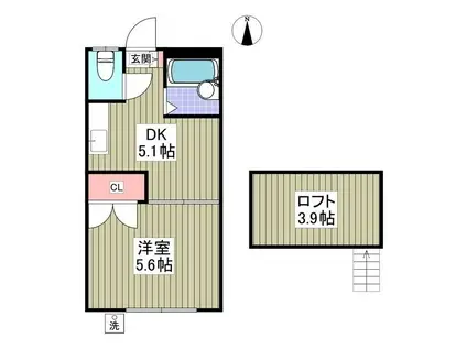 大宮第22(1K/1階)の間取り写真