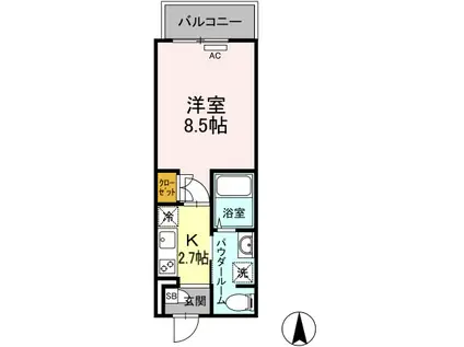 ラ・ヴィ・アン・ローズ南本庄(1K/4階)の間取り写真