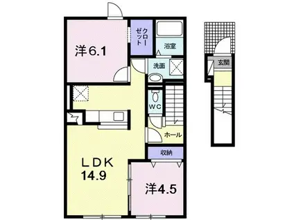 ユニゾン(2LDK/2階)の間取り写真