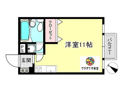プレイヤー新屋敷(ワンルーム/5階)の間取り写真