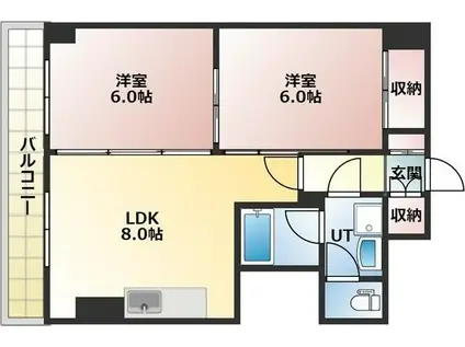 豊平アシュウ(2LDK/9階)の間取り写真