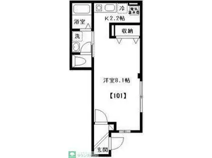 パナハイツ(1K/1階)の間取り写真