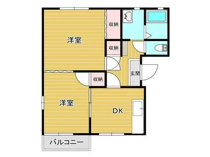 ラフォーレ利保I(2DK/2階)の間取り写真