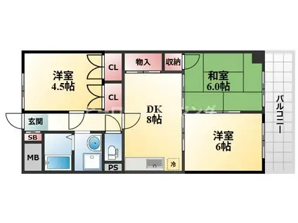 ミダスハイツ(3DK/3階)の間取り写真