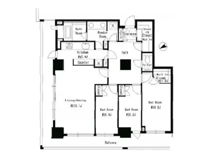 パークタワー芝浦ベイワードアーバンウィング(3LDK/27階)の間取り写真