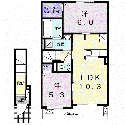 クレシェンド ラブ III(2LDK/2階)の間取り写真