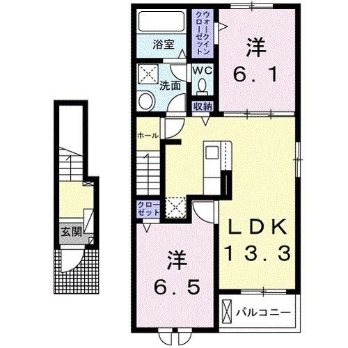 エアリB(2LDK/2階)の間取り写真