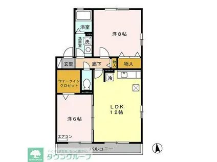 サニー・ウェル(2LDK/1階)の間取り写真