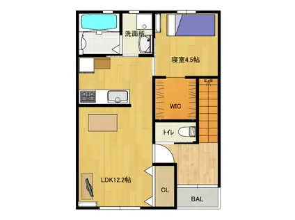 アイティ豊水B棟(1LDK/2階)の間取り写真