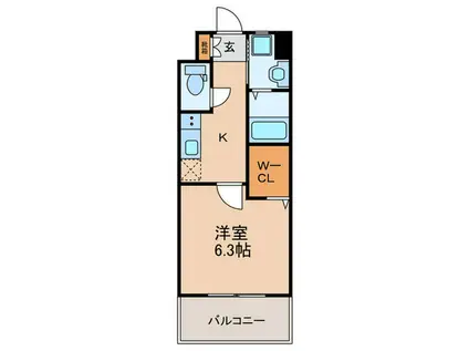 ギャラクシー二日市(1K/6階)の間取り写真